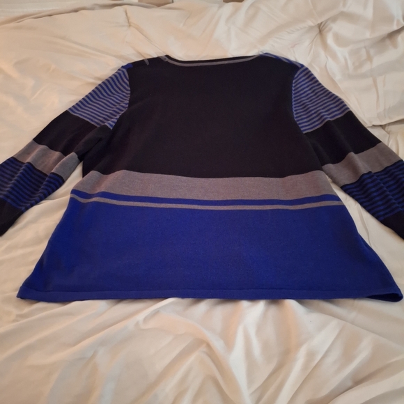 Allison Daley Women's Blue and Black Striped Sweater - Picture 7 of 7